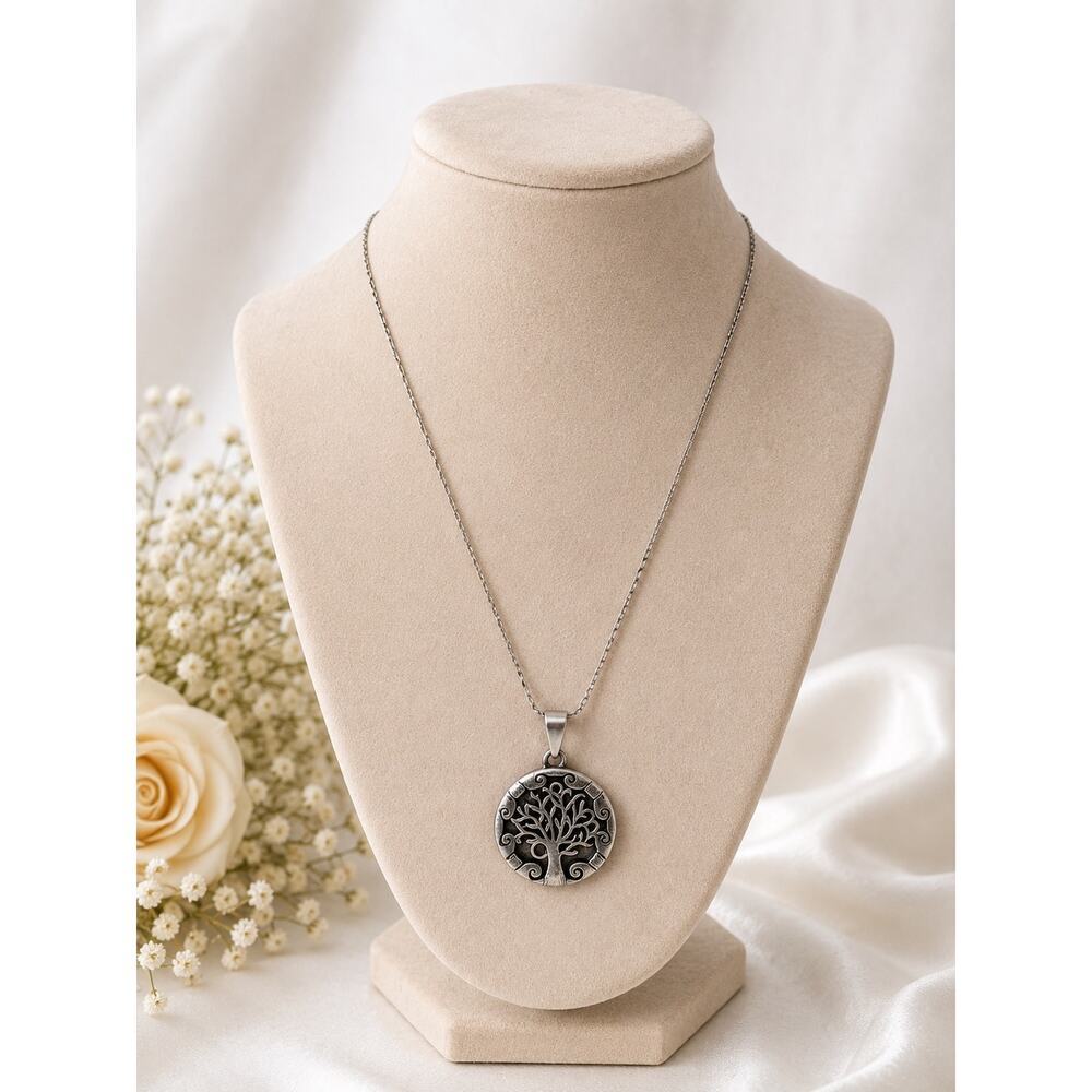 Tree of Life Necklace Silver Pendant Celtic Norse Viking Stainless Steel - Picture 1 of 6